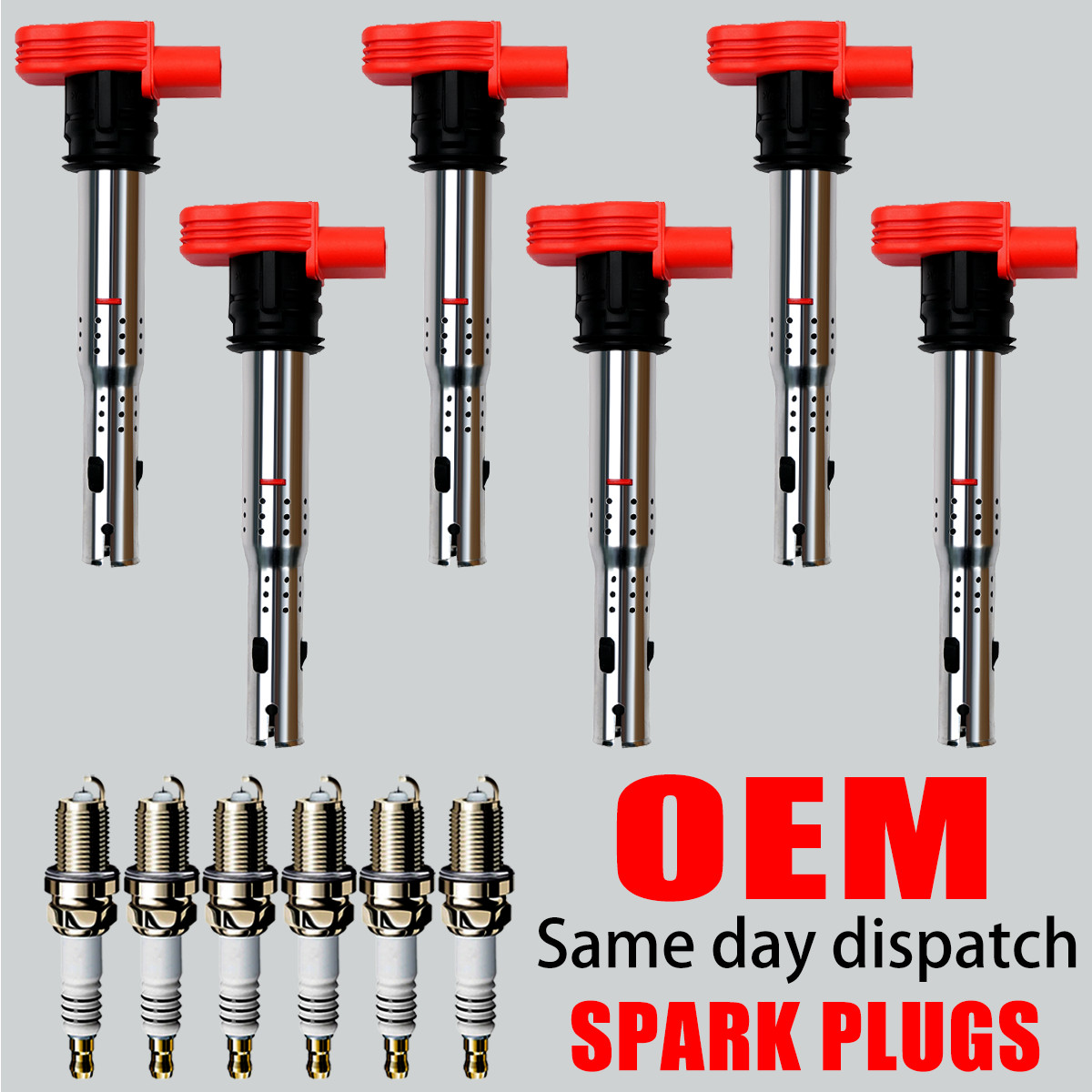 6X OEM Ignition Coil & 6X Iridium Spark Plug for Audi A4 A6 A7 Q5 Q7 S4 S5 UF529