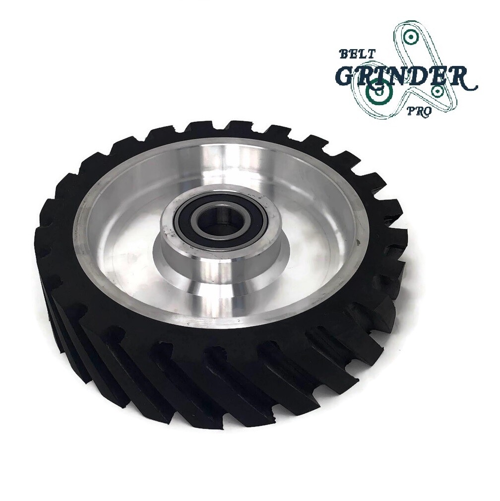 8" Belt Grinder Contact Wheel Serrated Rubber With 2 heavy Duty bearings 6205 RS