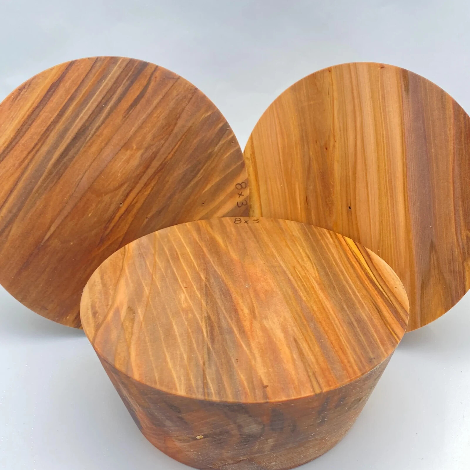 3 SWEET GUM BOWL BLANKS, 8"X3", BULK LISTING, WOOD LATHE TURNING BLANK, BLOCK