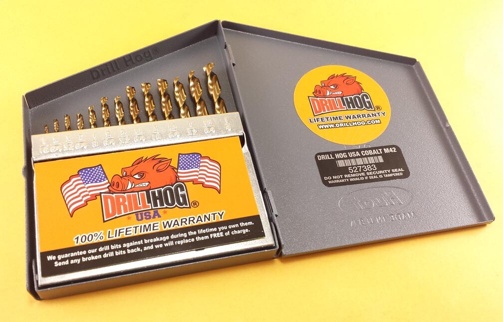 Drill Hog® 13 Pc COBALT Drill Bit Set Index Cobalt Bits M42 Lifetime Warranty