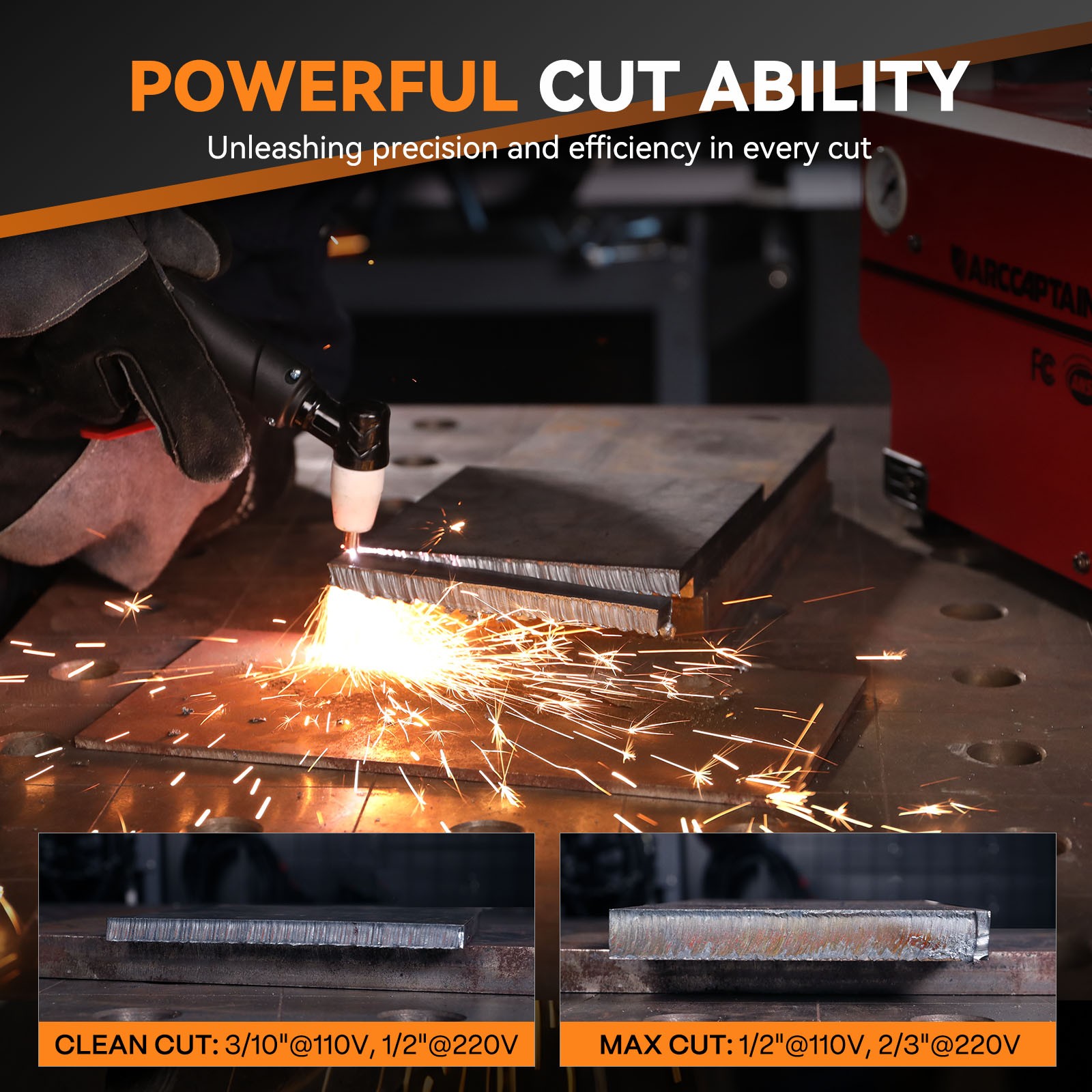 2026 ARCCAPTAIN Plasma Cutter Large LED Display 50Amps Cutter Machine 110/220v