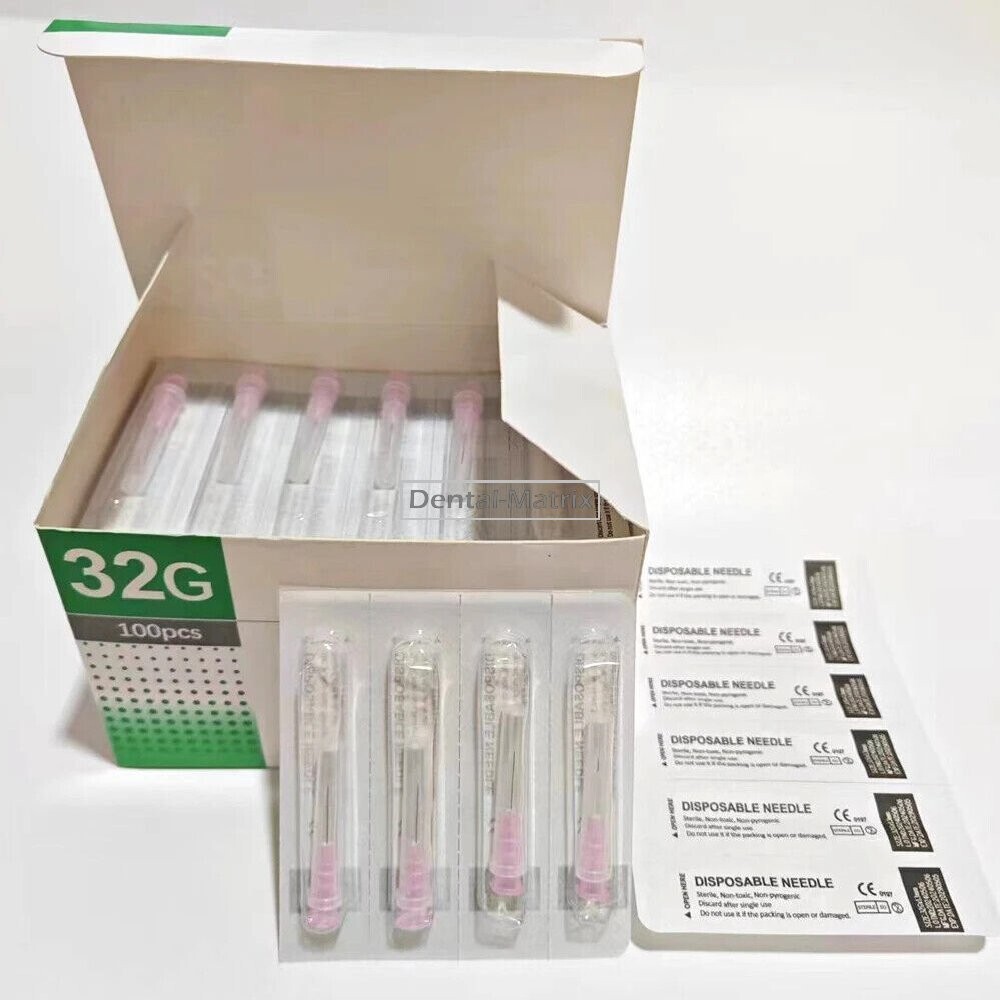 100x Painless small needle beauty ultrafine syringes Tip 32G 1.5/2.5/4/6/8/13mm