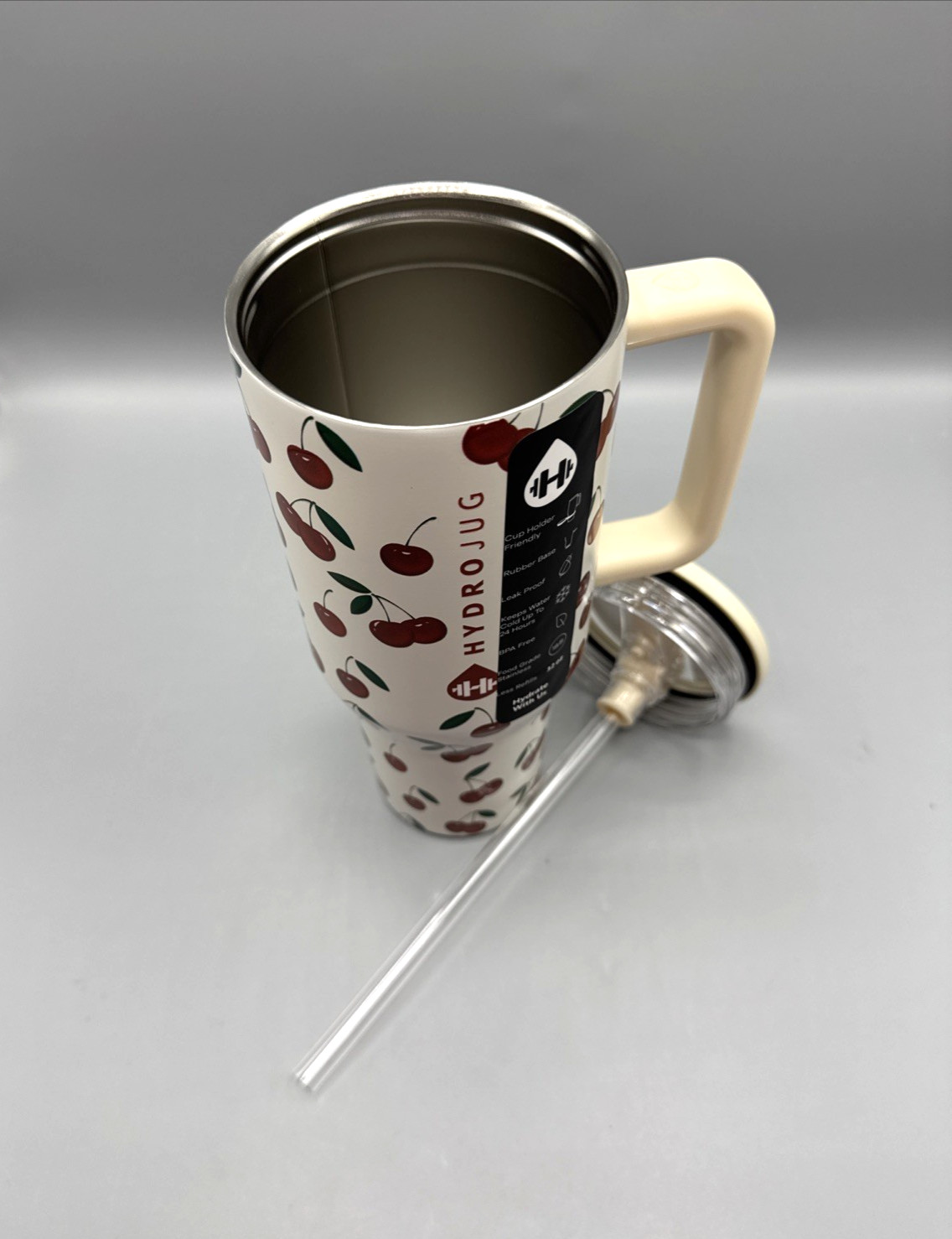 Cherries Hydrojug Traveler 32oz stainless steel water bottle