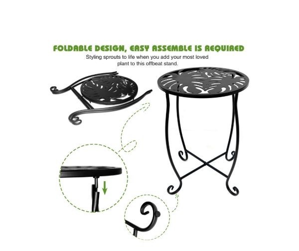 2 Pack Indoor Outdoor Side Tables, Weather Resistant Metal Patio Side Table