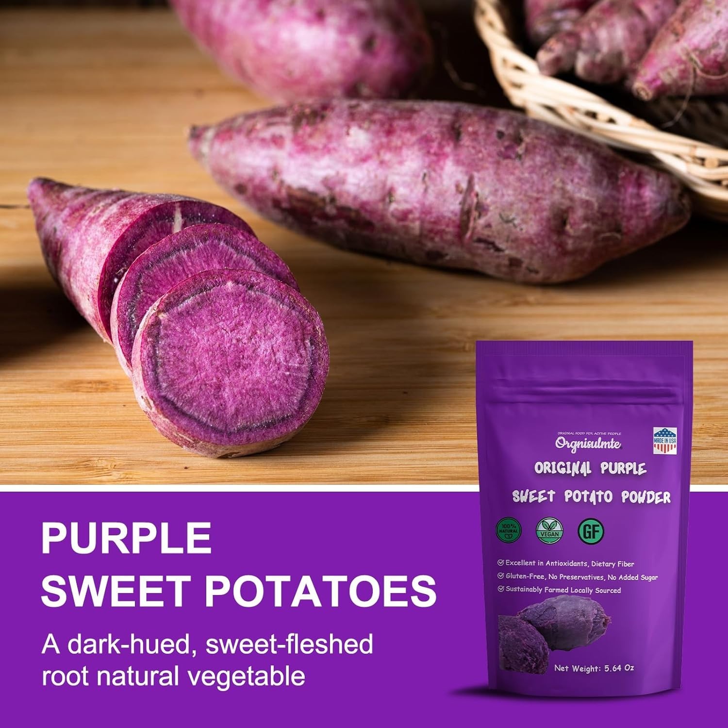Orgnisulmte Original Purple Sweet Potato Powder 100% Pure Natural Premium Purple