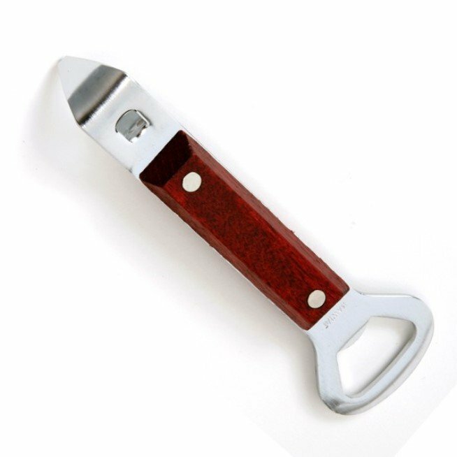 Norpro 2 PACK Heavy Duty Wood Handle Soda Pop Beer Can Punch / Bottle Opener