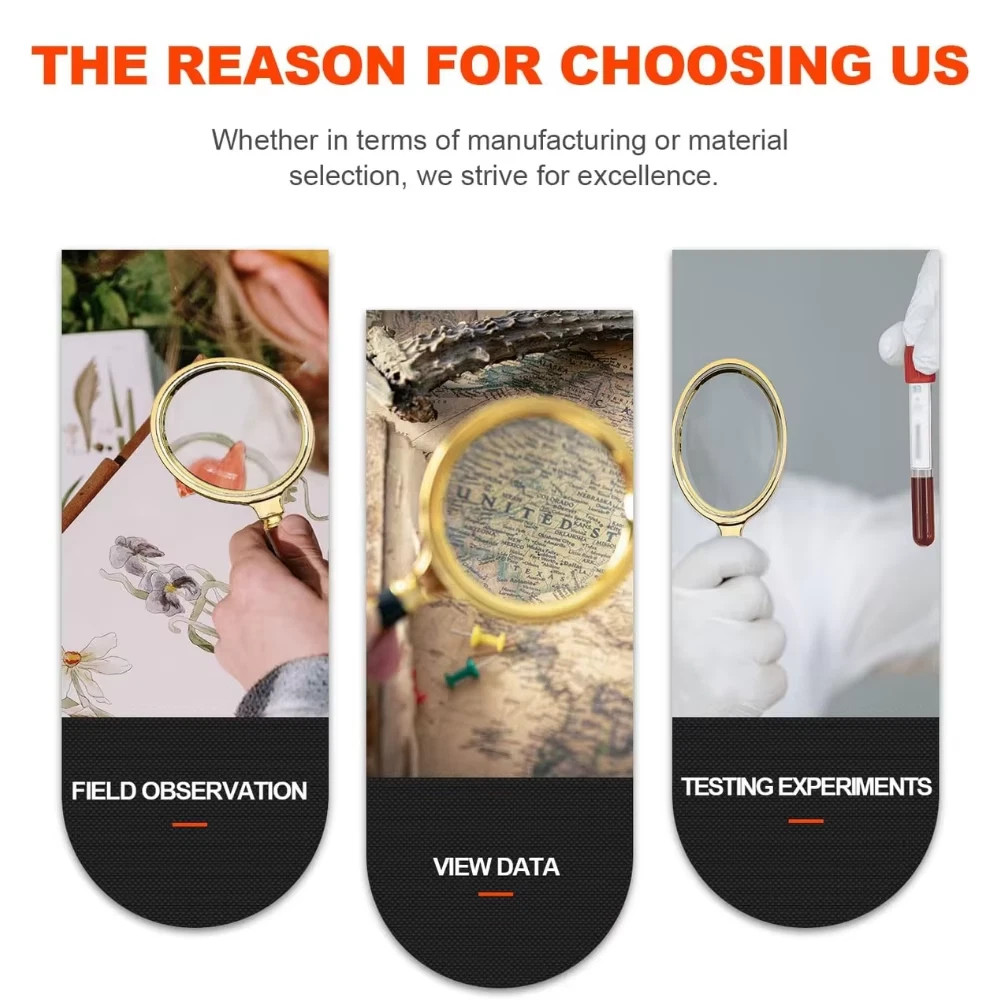 Vintage Magnifying Glass 10X Magnifying Glass Wood AntiqueBrass Magnifier