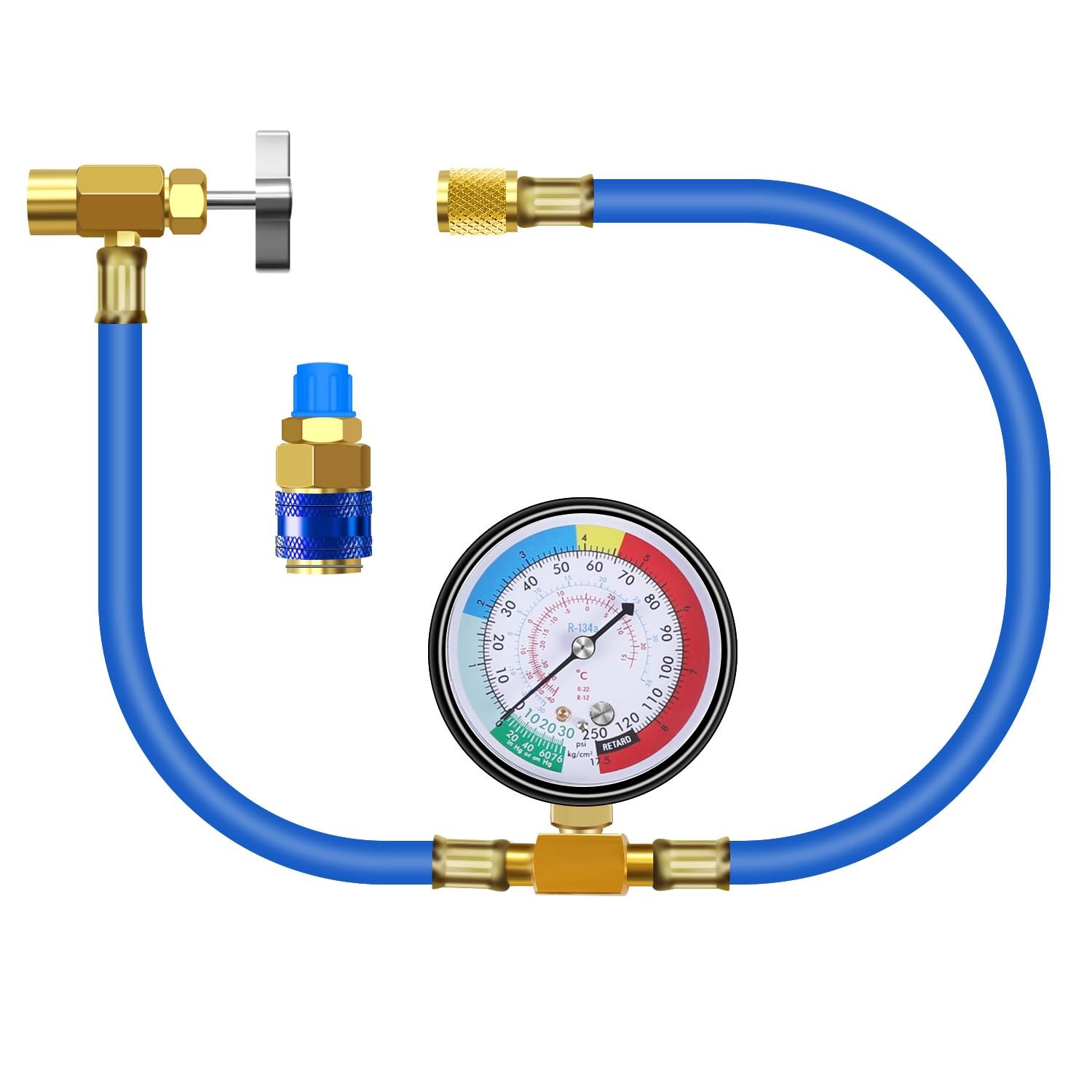 AC Charge Hose with Gauge for R134A Car HVAC Refrigerant Low Pressure Kit