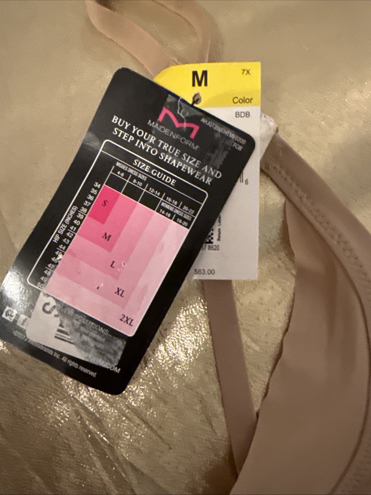 NWT Madenform Wear Your Own Bra Slip Built in Panty Firm Control Beige Size M