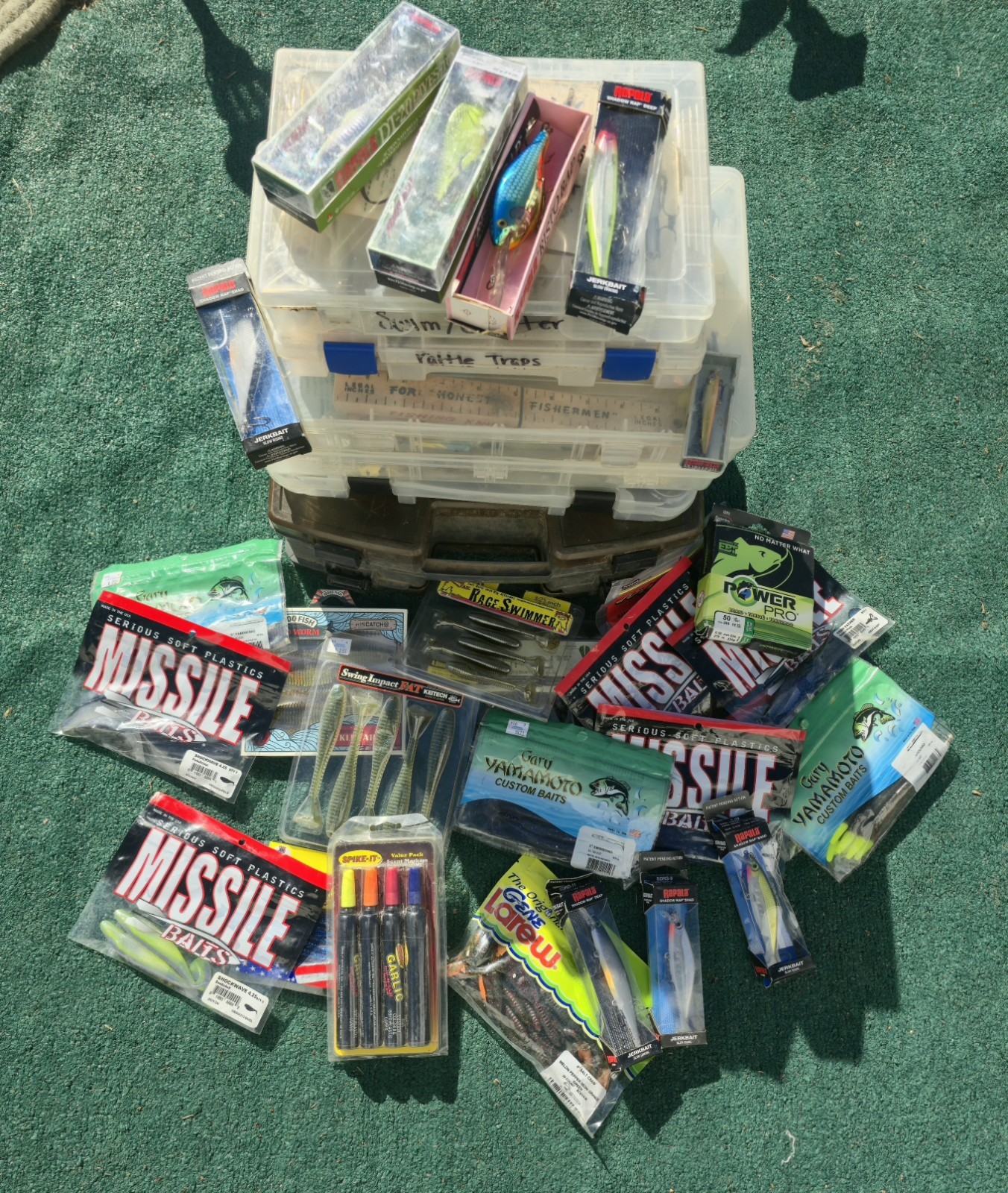 Fishing Tackle Lot Rapala Crankbaits, Worms, Hooks, New & Used Some New Vintage