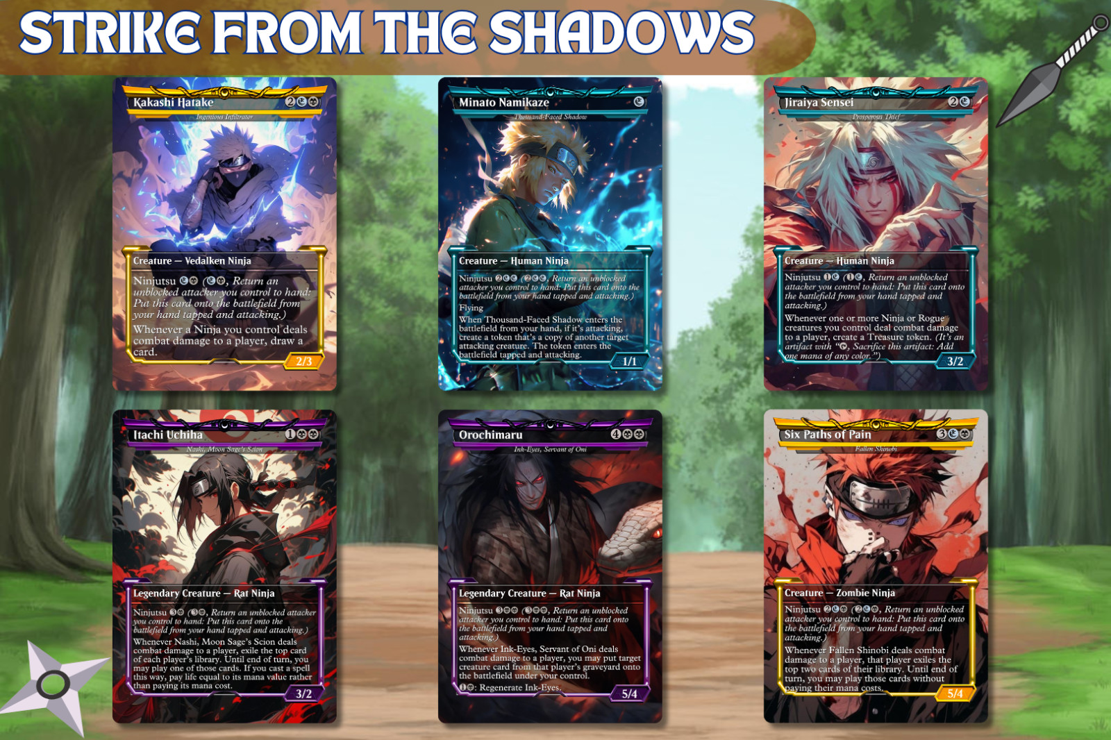 Naruto Ninja Ninjutsu Commander MTG Alt-Art Deck. Ready to Play!