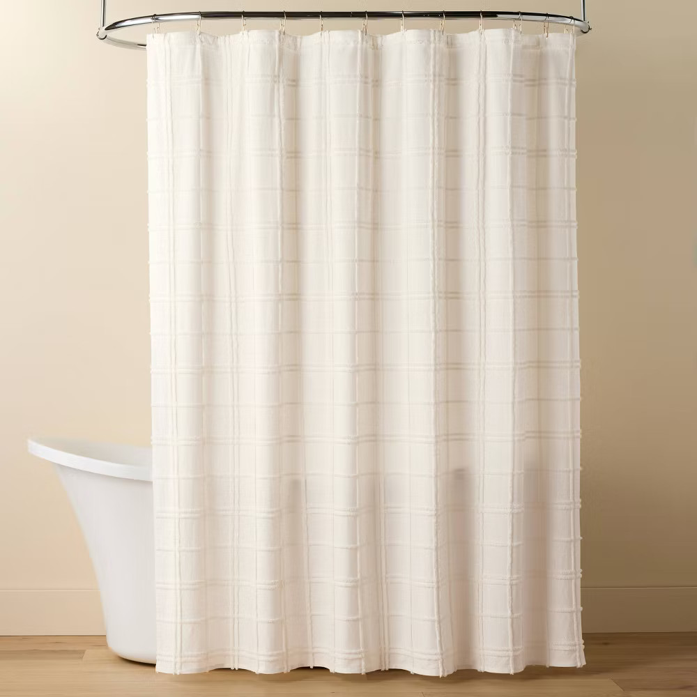 Tufted Grid Shower Curtain Cream - Hearth & Hand with Magnolia