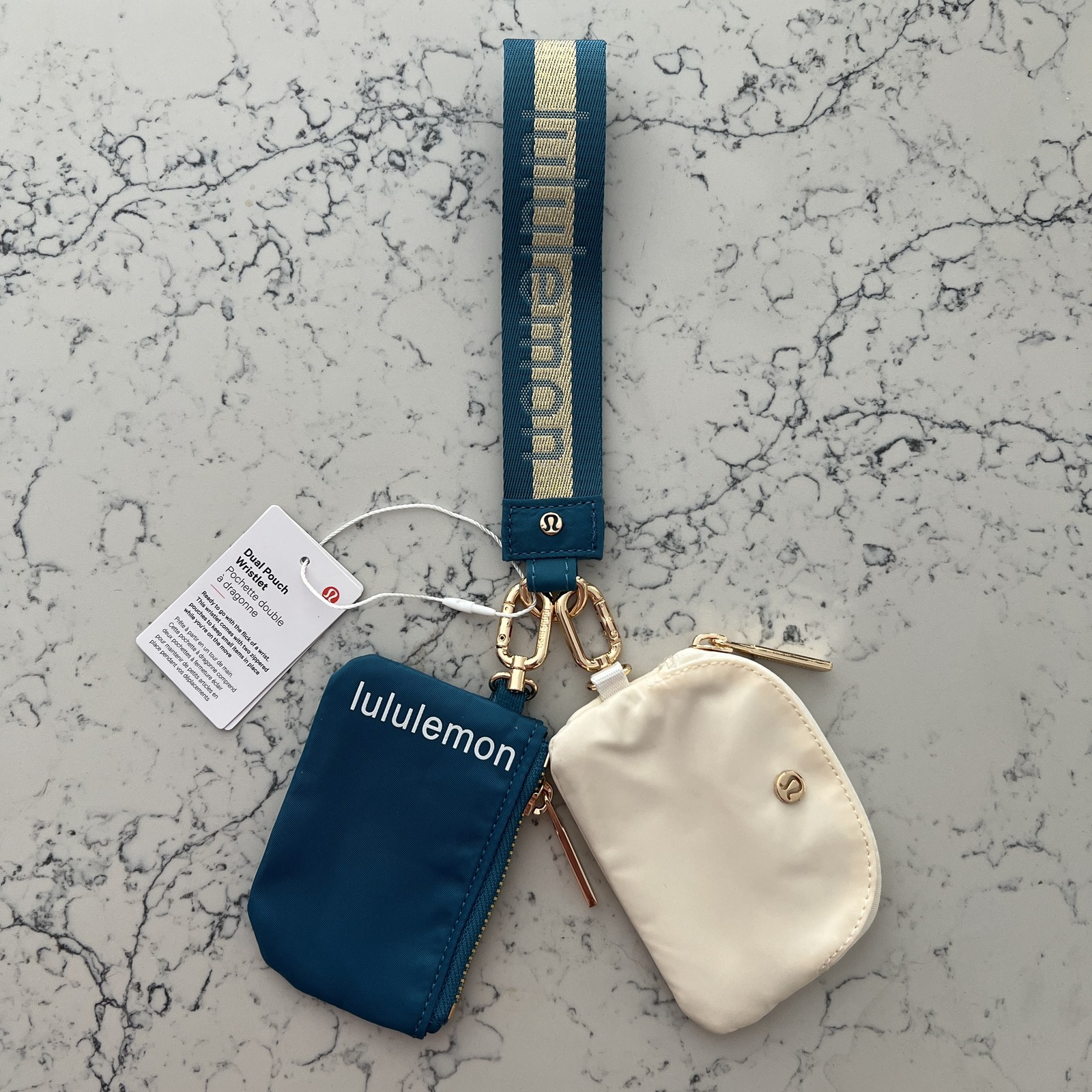 [NWT] Lululemon Dual Pouch Wristlet (Ocean Bone Wordmark)