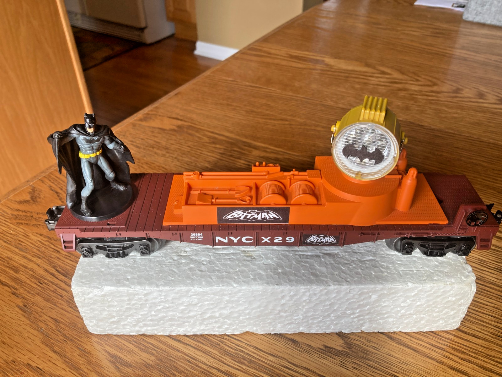 Lionel Customized SearchLight Car with Batman and Bat Signal