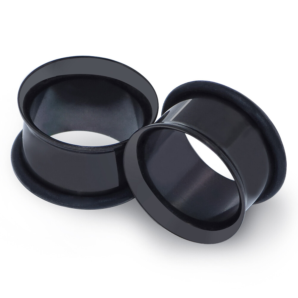 PAIR STAINLESS STEEL FLESH TUNNELS SINGLE FLARED EAR GAUGES PLUGS W/O-RINGS