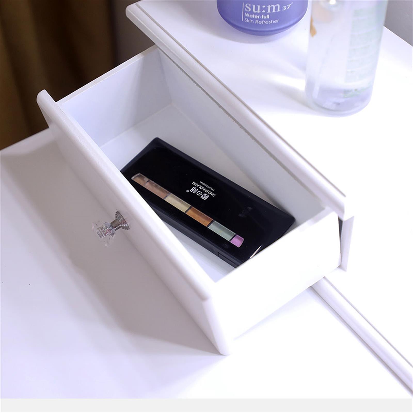 10 LED Lighted Mirror Vanity Table Set Makeup Dressing Desk 5 Drawers Wood