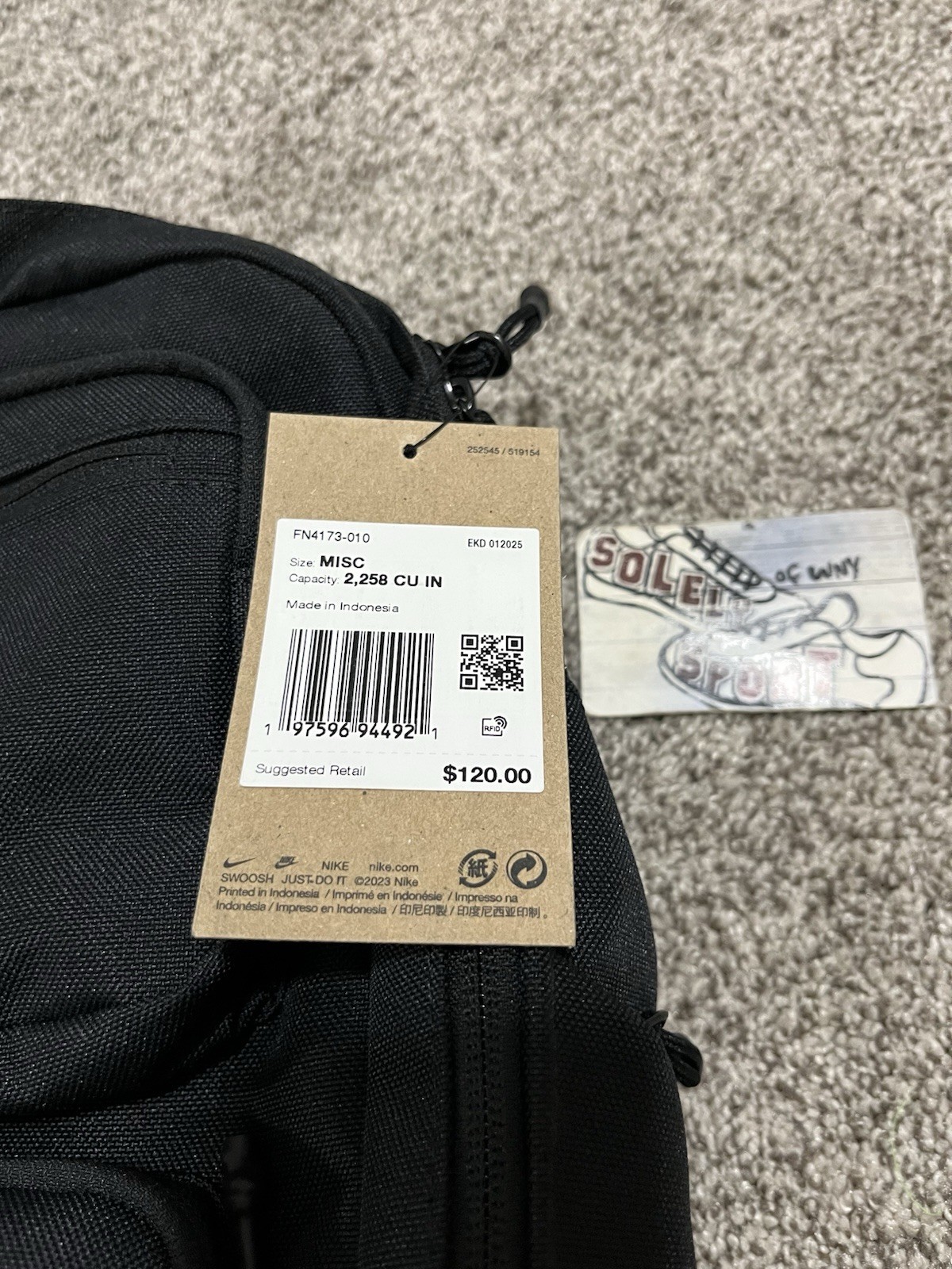 Authentic New Nike Utility Elite 2.0 Backpack Large 37L Black White FN4173-010