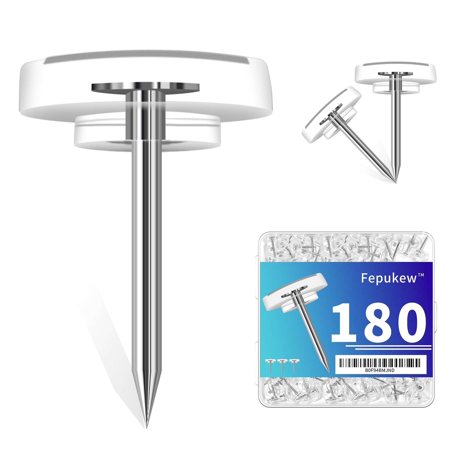 180-Pack Clear Thumb Tacks - Heavy Duty Push Pins for Bulletin Board, Office,