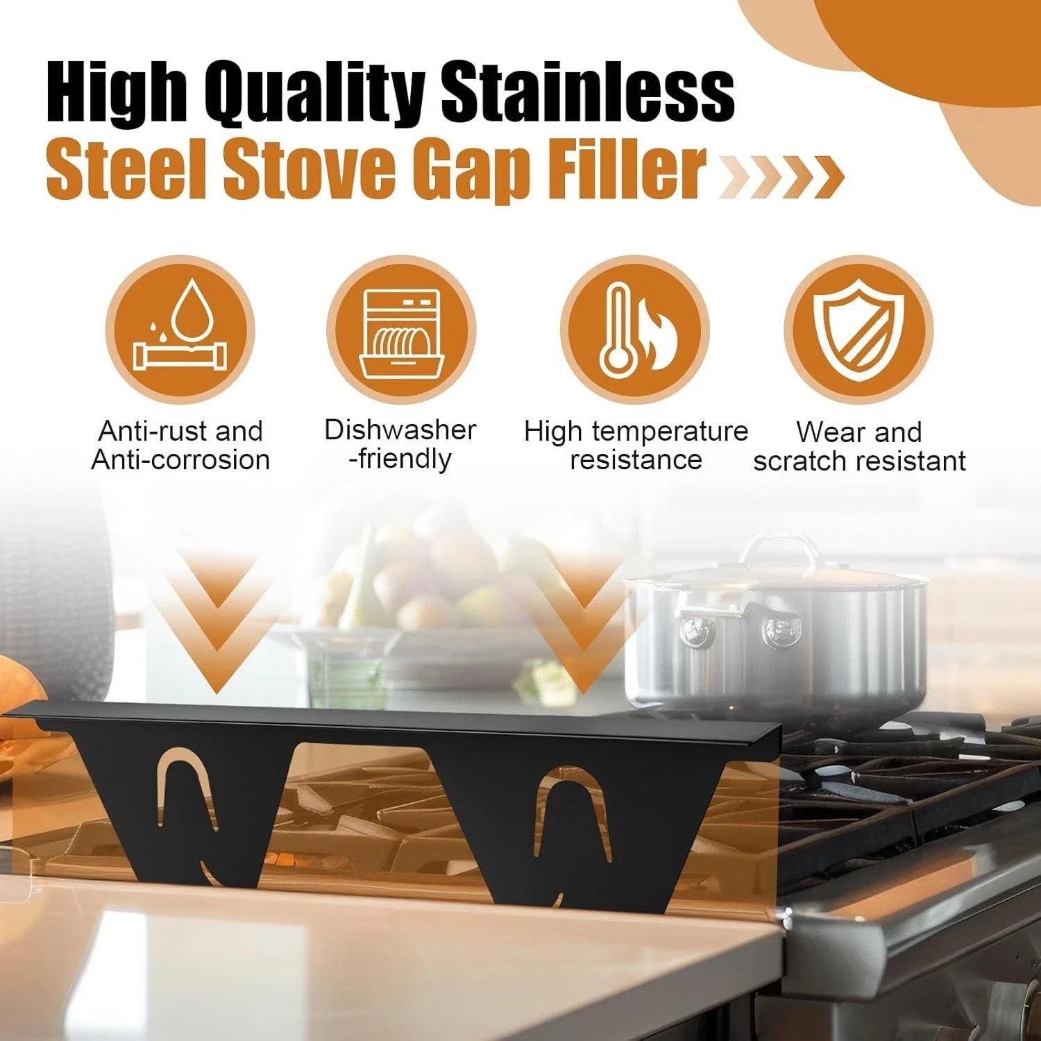 2 Pack Stove Counter Gap Cover Stainless Steel,Stove Guard for Kitchen Oven Coun