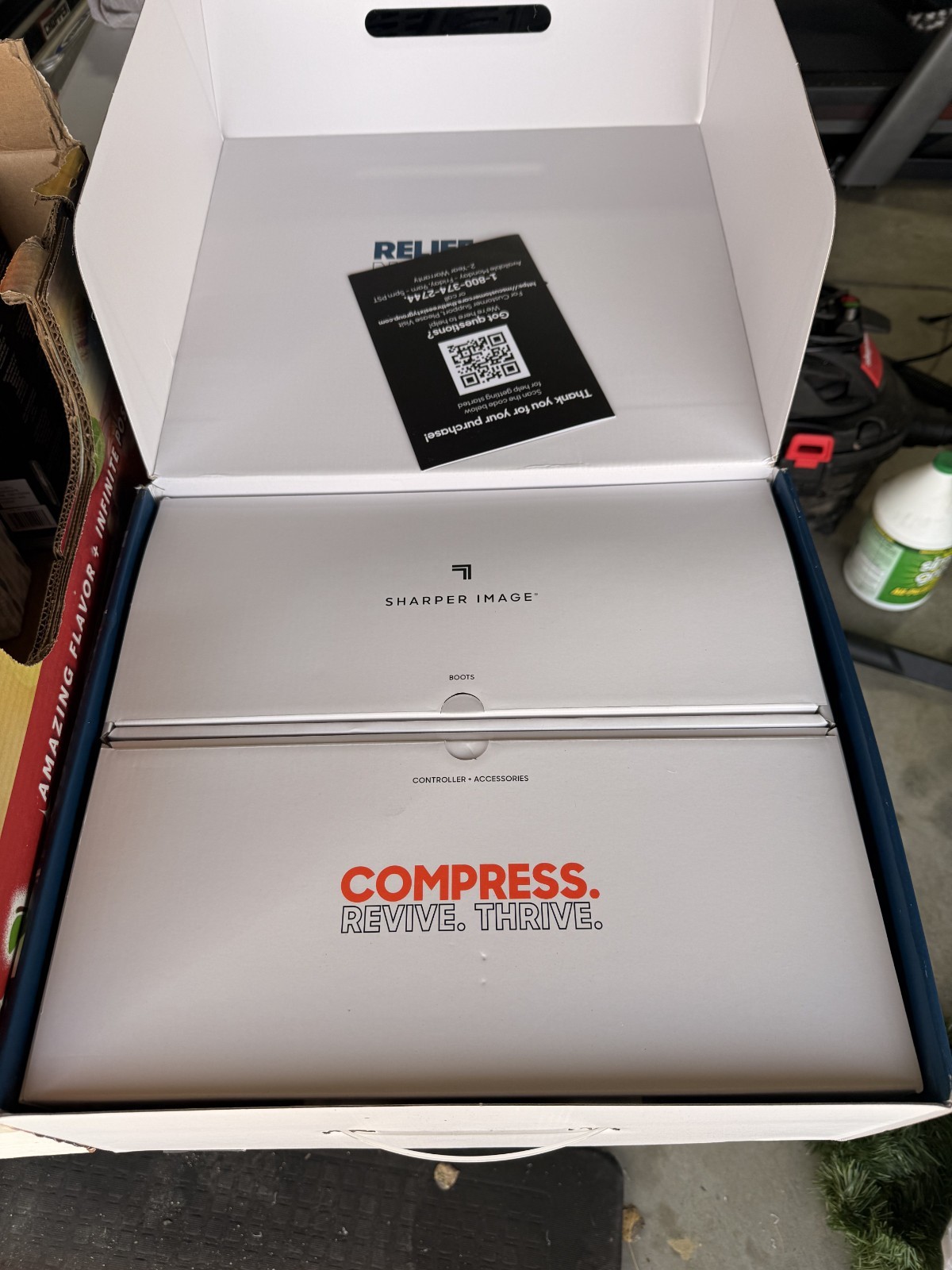 SHARPER IMAGE AIR COMPRESSION Flex BOOTS Large/xlarge blue