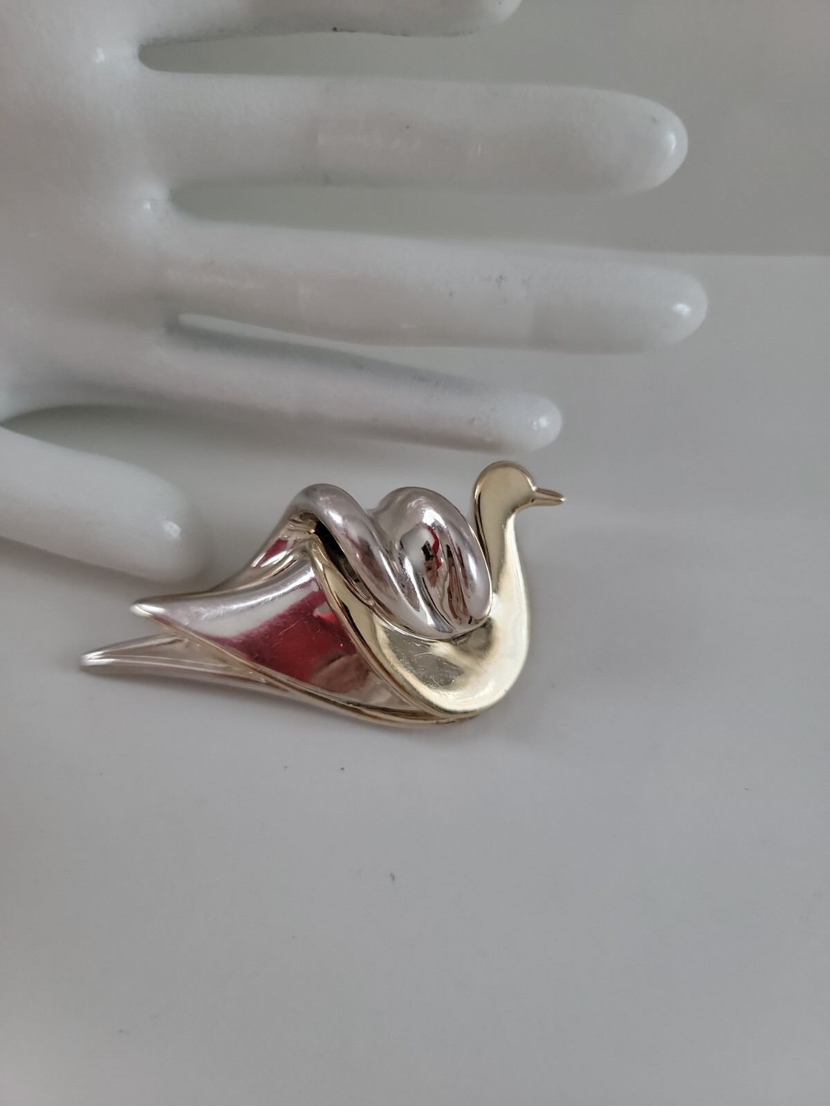 Nurit & Shoshanna Bar Modernist Swan Pin Sterling with Gold Plating