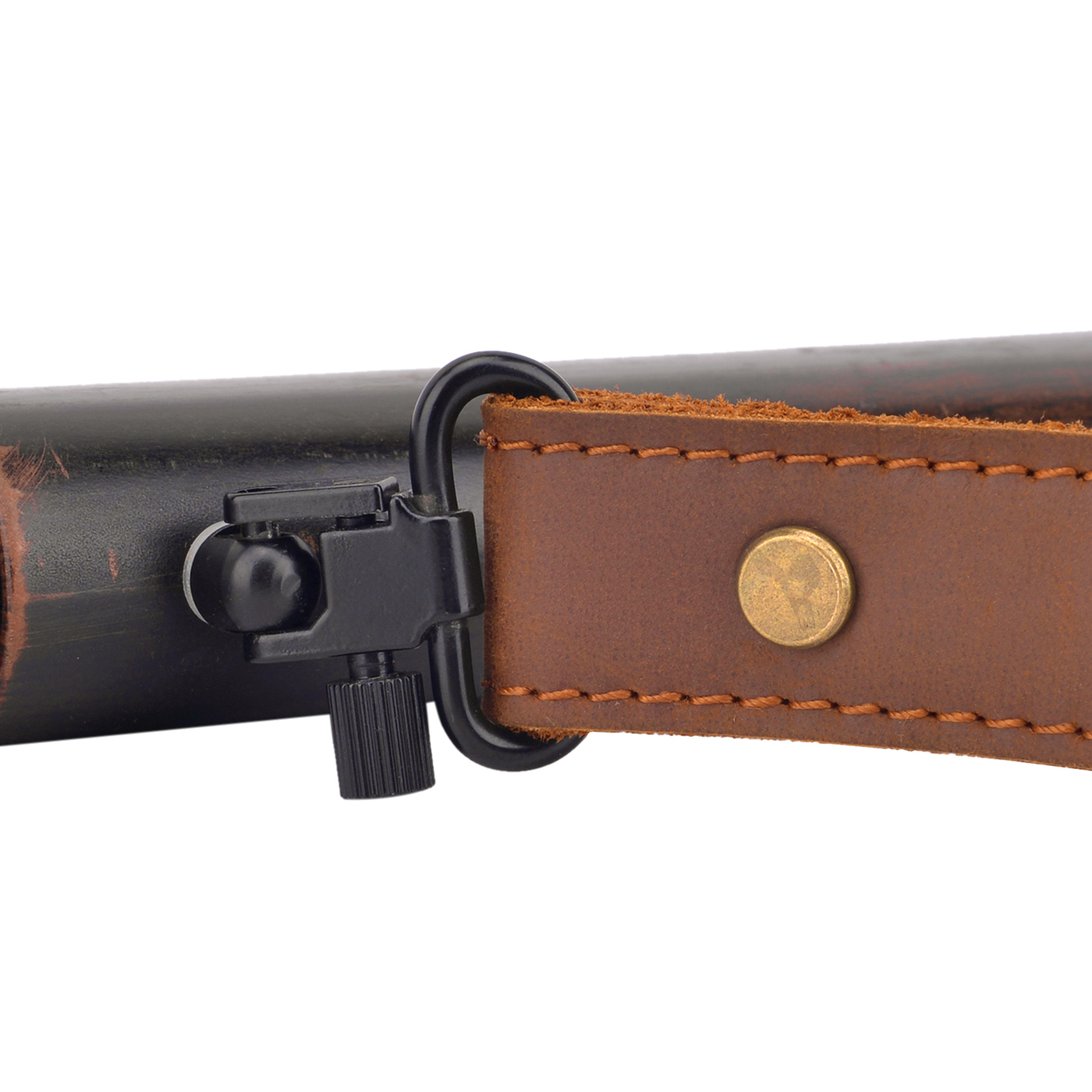 Buffalo Hide Leather Rifle Sling _Crazy Horse /Brown_Adjust Handmade_1 inch Wide