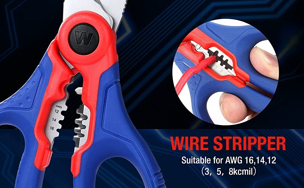 WORKPRO Stainless Electricians Scissors 6.4 inch Serrated Blade w/Wire Stripper