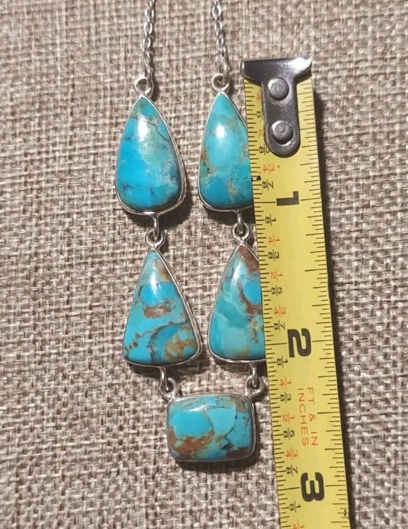 New Sterling Silver & Mojave Turquoise Necklace