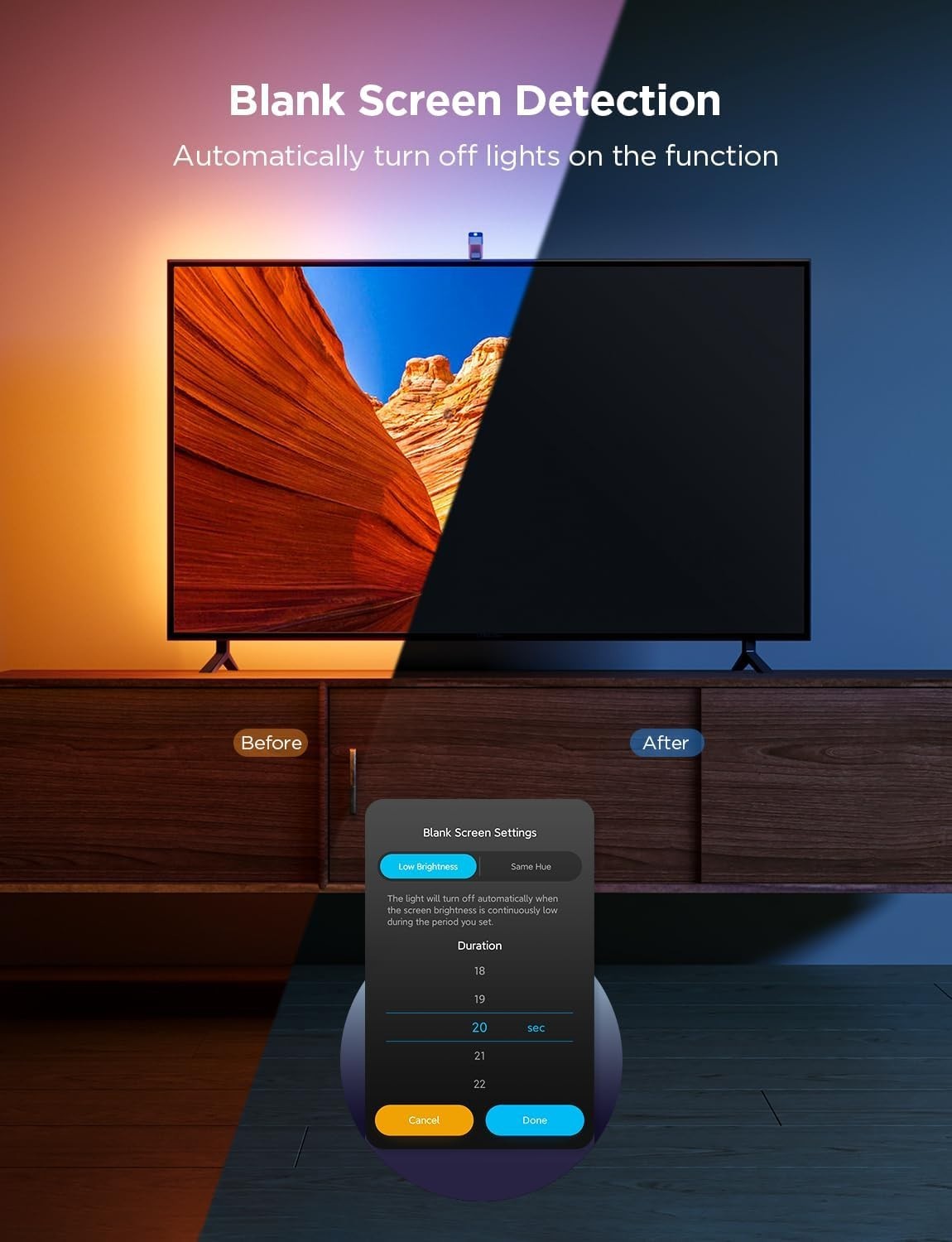 USED Govee TV Backlight 3 Lite 55-65" RGBICW WiFi LED Strip Light H6099 AD1