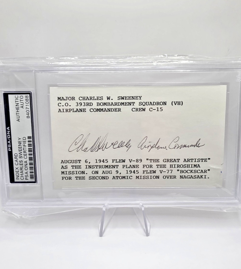 Major Charles W. Sweeney Autograph, "Bockscar", WWII - PSA/DNA