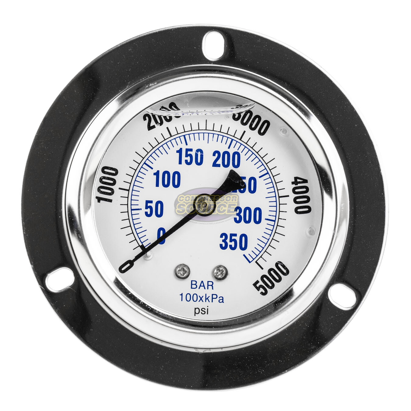 2.5" Liquid Filled Pressure Gauge 0-5000 PSI 1/4" NPT CBM Panel Flush Mount