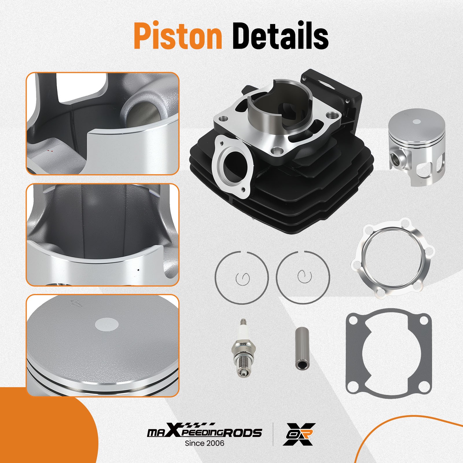 Cylinder Piston Gasket Top End Rebuild Kit 66mm For 1978-1981 Yamaha DT175