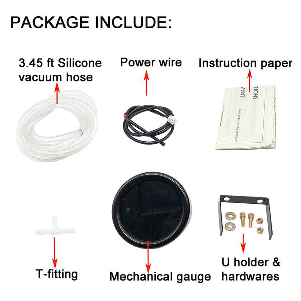 52mm 2" Turbo Boost Gauge Tinted 7 Color 0-30 PSI Pressure Vacuum Turbo Meter