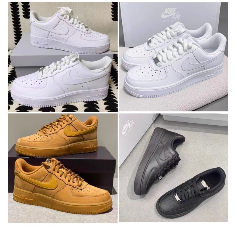 Nike Air Force 1 '07 Low Triple Black/White/Brown Classic Sneakers Men's