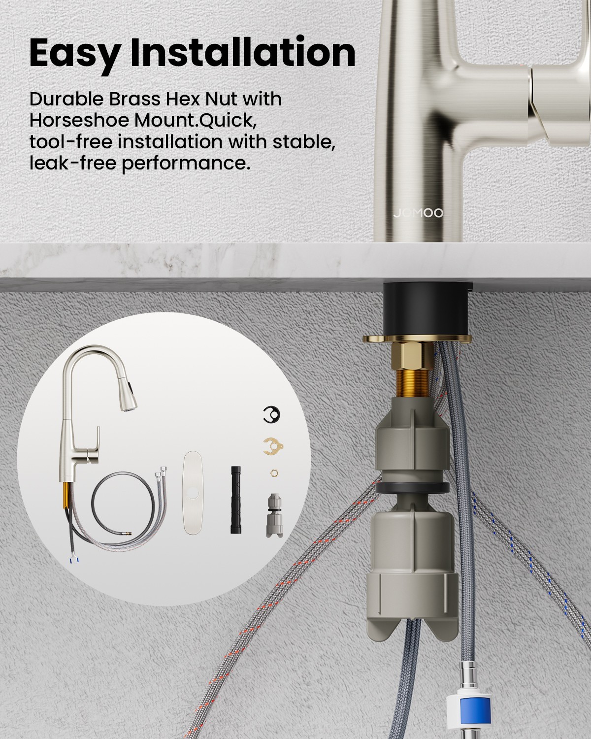 JOMOO Brushed Nickel/Chrome Kitchen Faucet, Pull Down Sprayer,Bar/RV