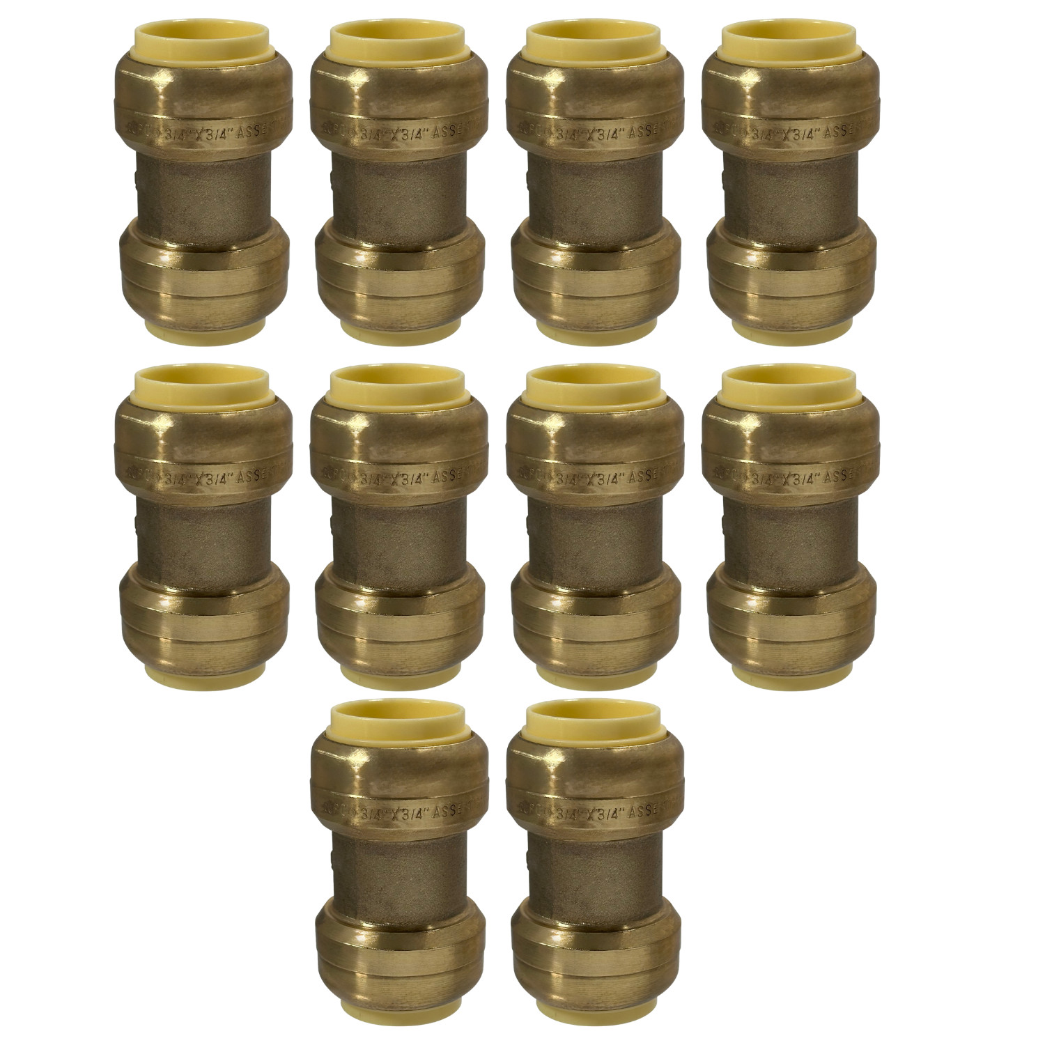 10 Pack  XFITTING 3/4" Push Fit Coupling Fittings - Lead Free