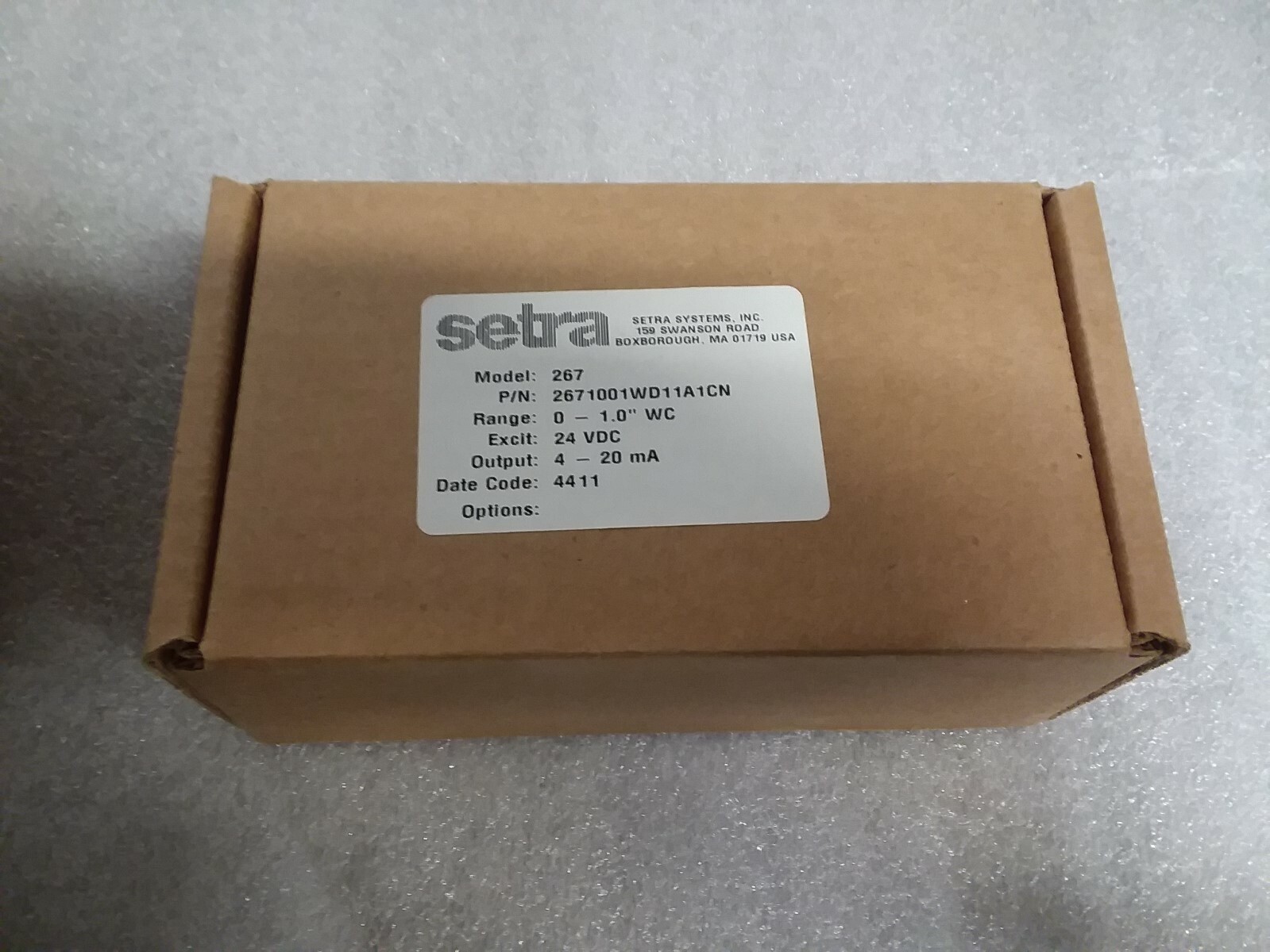 267 Setra 2671001WD11A1CN Very Low Differential Pressure Transducer 0 - 1" wc