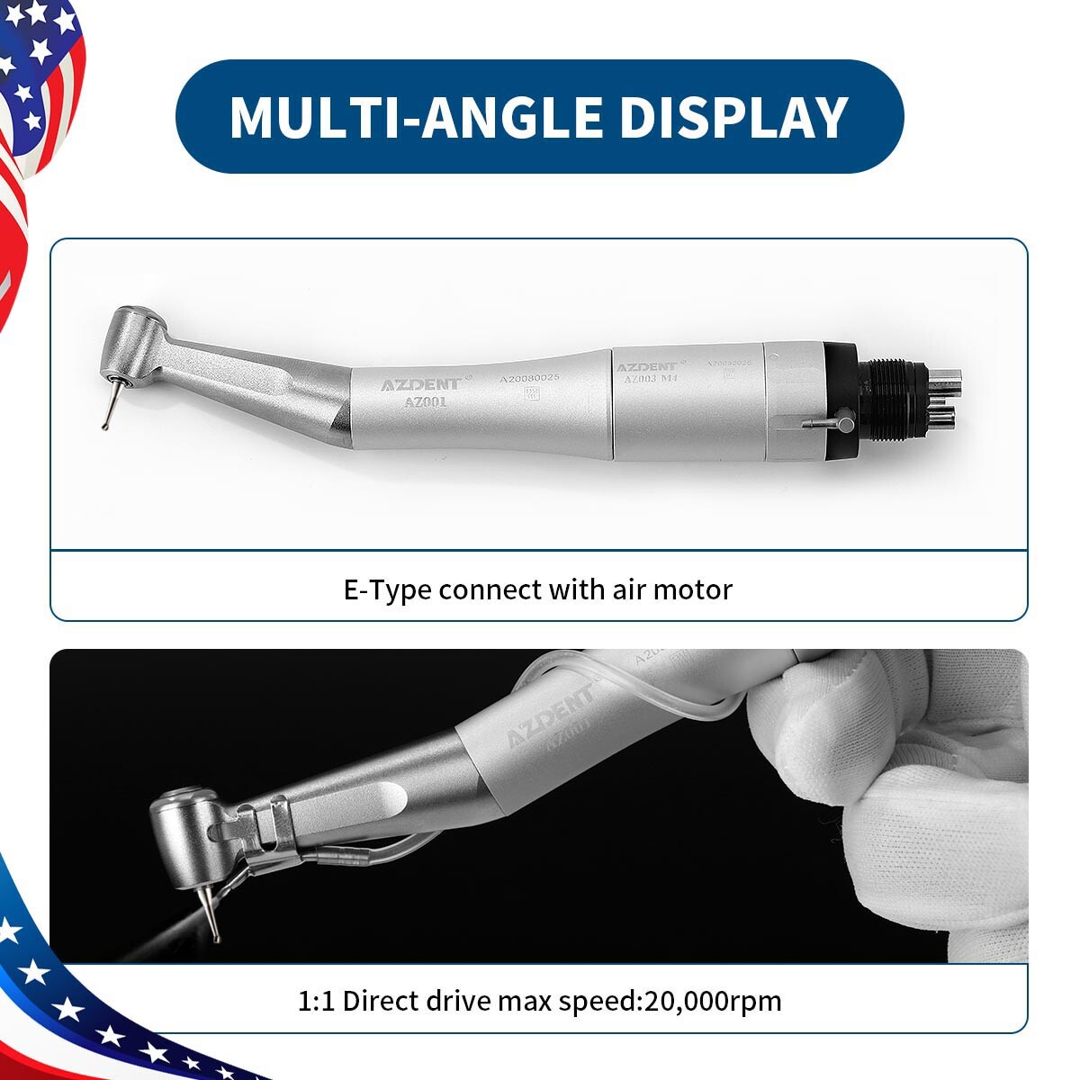 Dental Kit de pieza de mano turbina fibra óptico LED de alta y baja velocidad