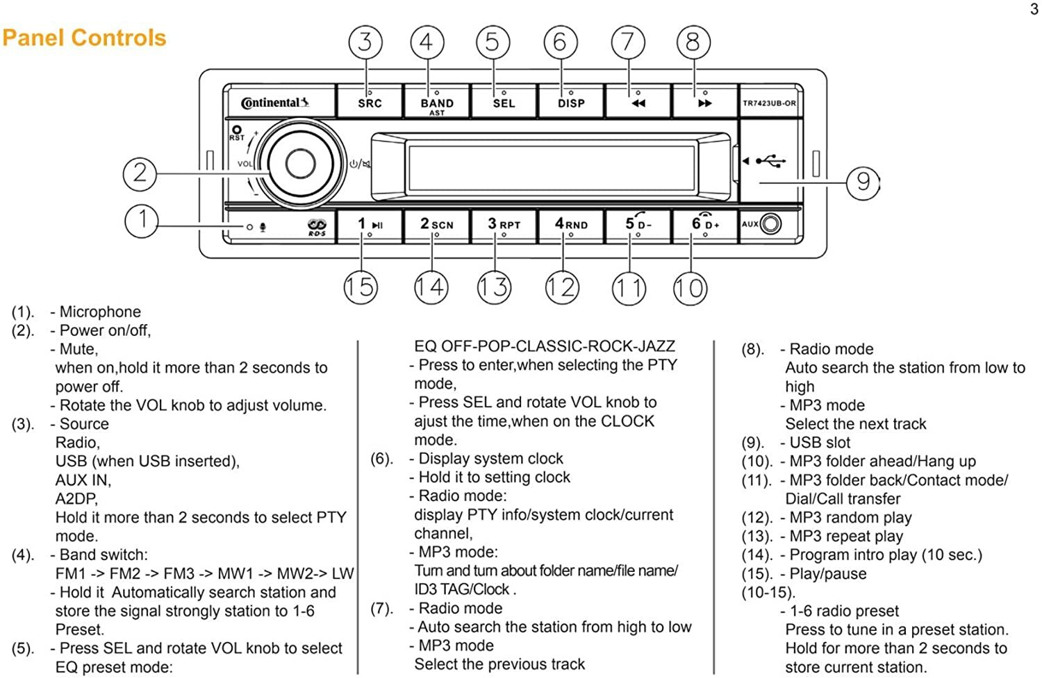 OpenBox VDO CONTINENTAL TR7412UB-OR PORSCHE MERCEDES 12v RADIO *ORANGE DISPLAY