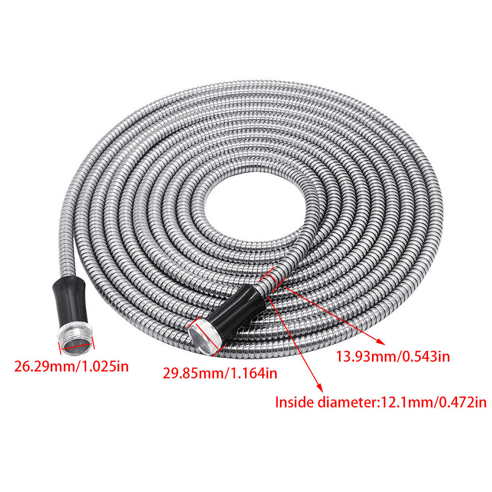 Stainless Steel Metal Garden Water Hose Pipe Flexible Lightweight 25/50/75/100FT