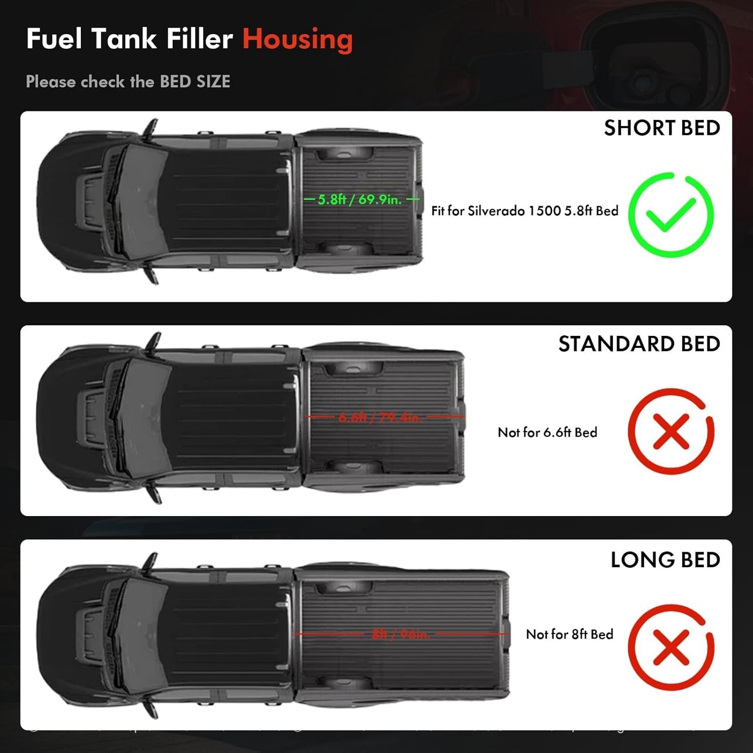 Fuel Tank Filler Pipe for Chevy Silverado 1500 2019-2025 Gas Cap Assembly