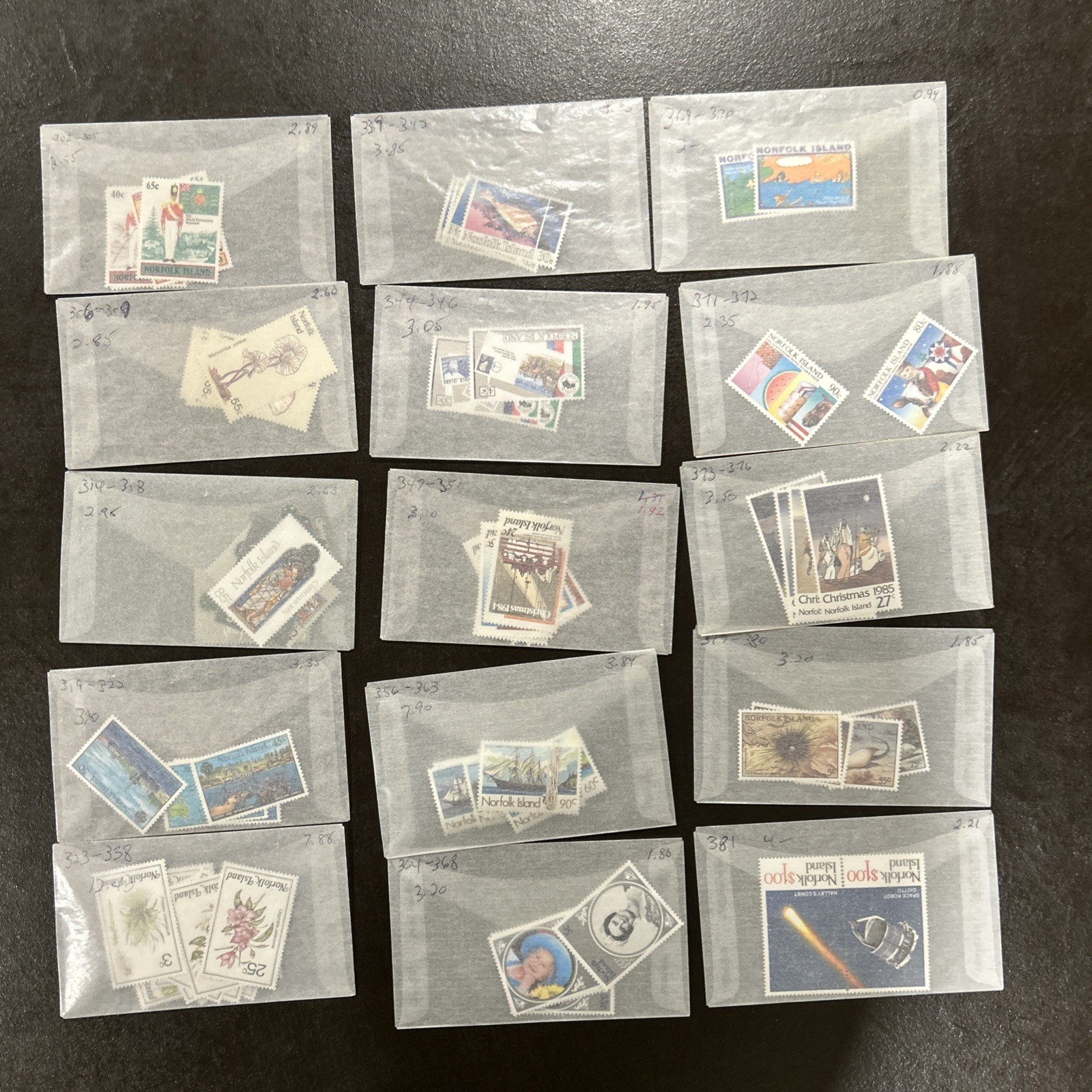 NORFOLK ISLAND 1974-1994 Scott 181-550 MNH In Glassines (Missing ~15 Issues) $$$