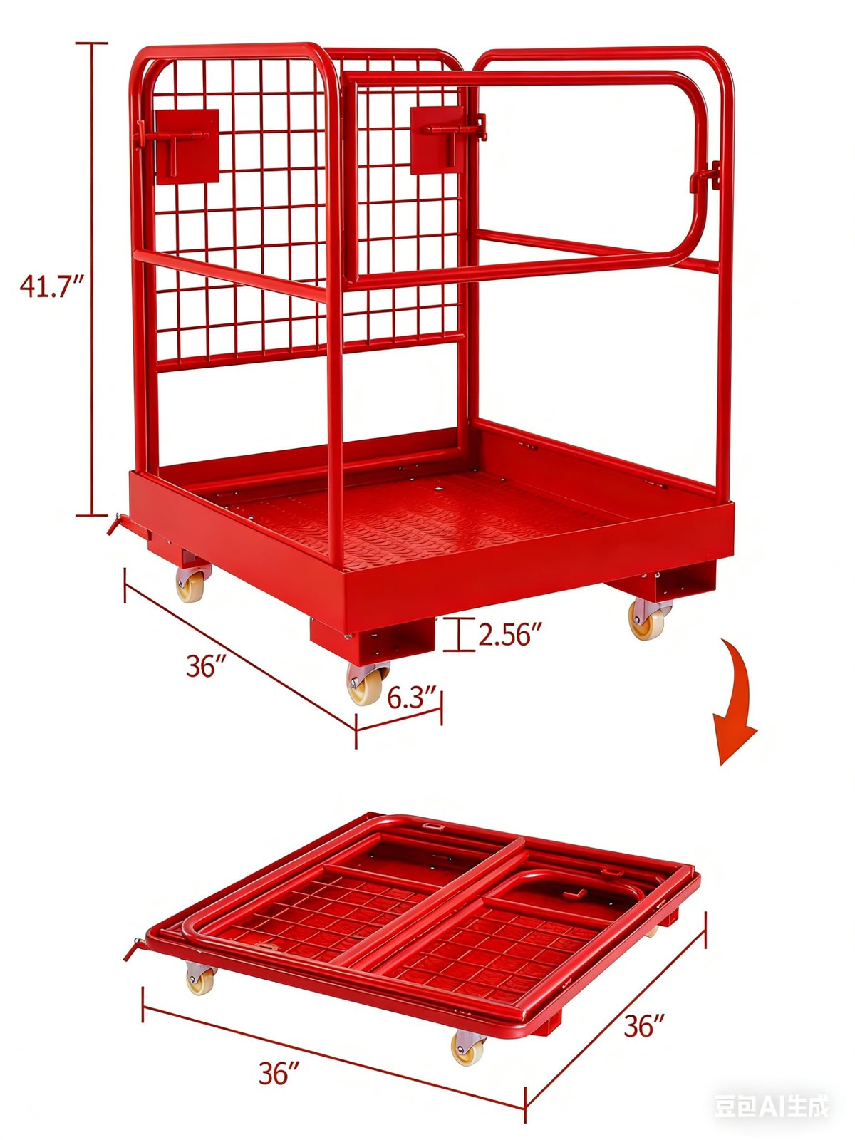36''x36'' Forklift Work Platform Safety Cage Basket Heavy Duty 1200lbs Capacity