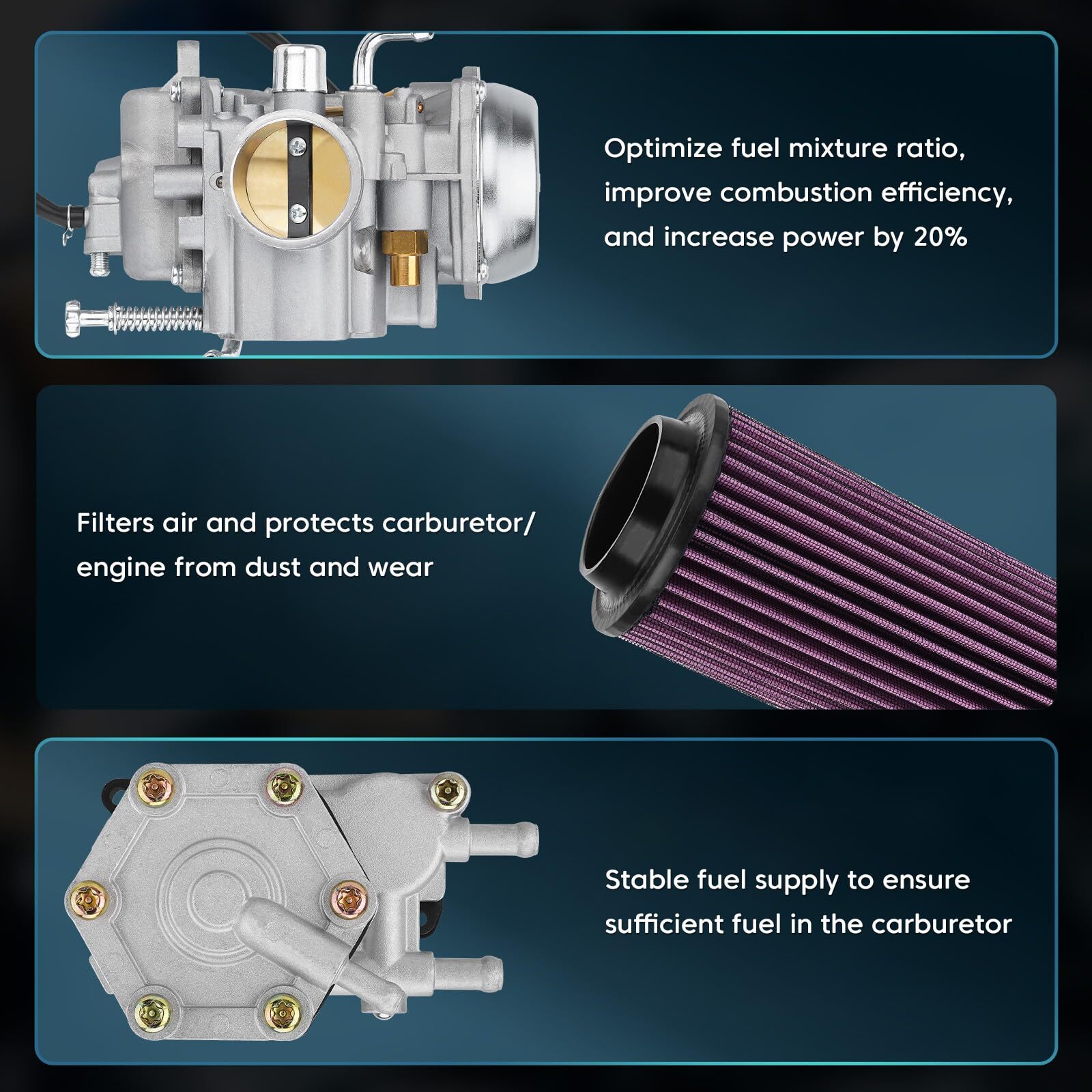 Carburetor w/Fuel Pump & Air Filter for Polaris Sportsman 500 4X4 HO 01-05 10-12