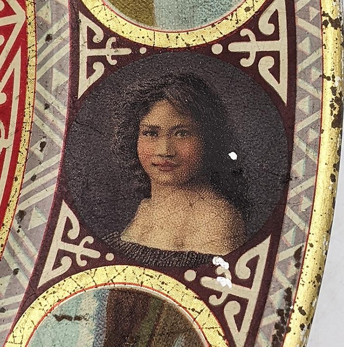 MAORI MAIDEN NEW ZEALAND ILES ROTORUA PHOTOGRAPHIC TOLEWARE DISH c1901-1905