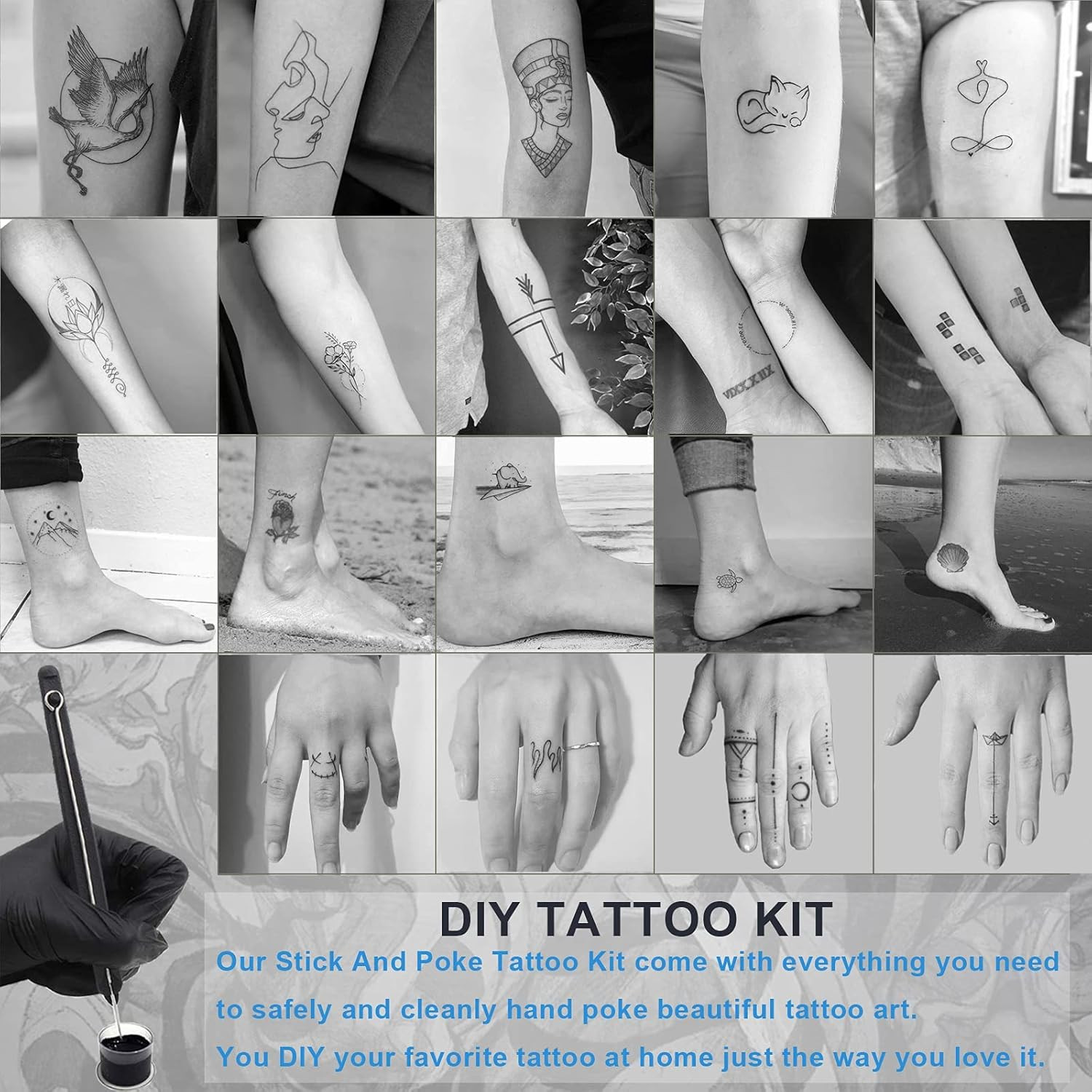 Hand Poke a Stick Tattoo Kit with Ink DIY Tattoo Practice Kit with Tattoo Needle