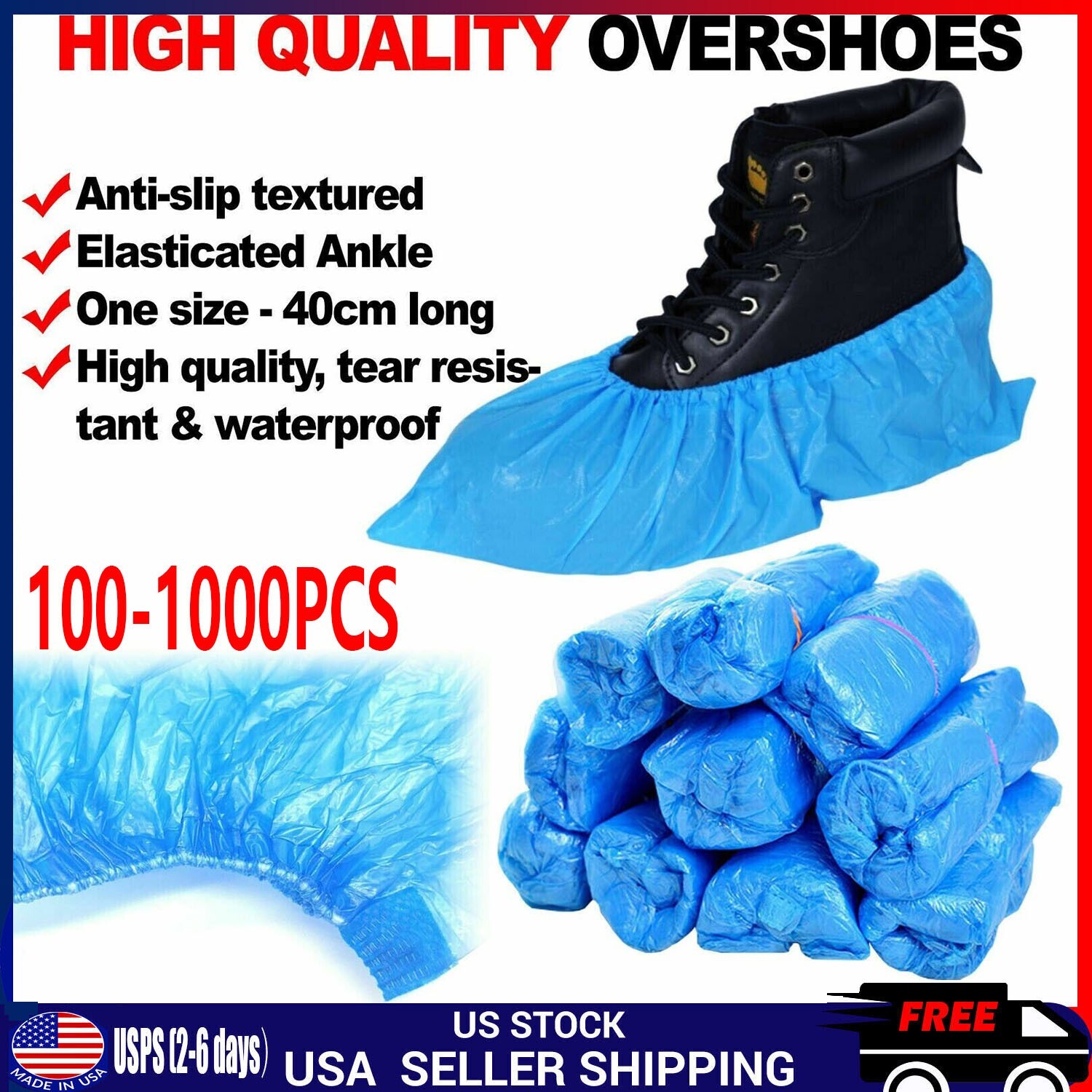 100-2000 Packs Shoe Covers Disposable Non Slip Premium Waterproof for Home Hotel