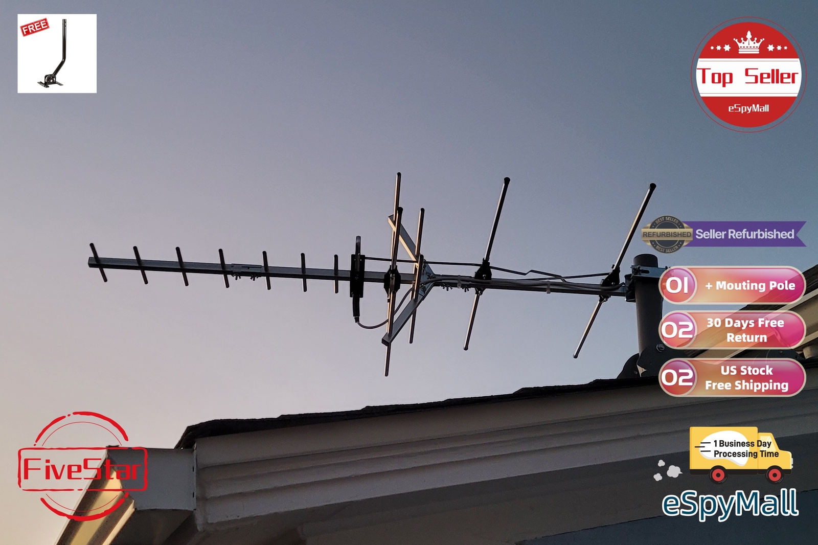 Heavy Duty Yagi Outdoor TV Antenna 300 Mile for All-Weather Performance