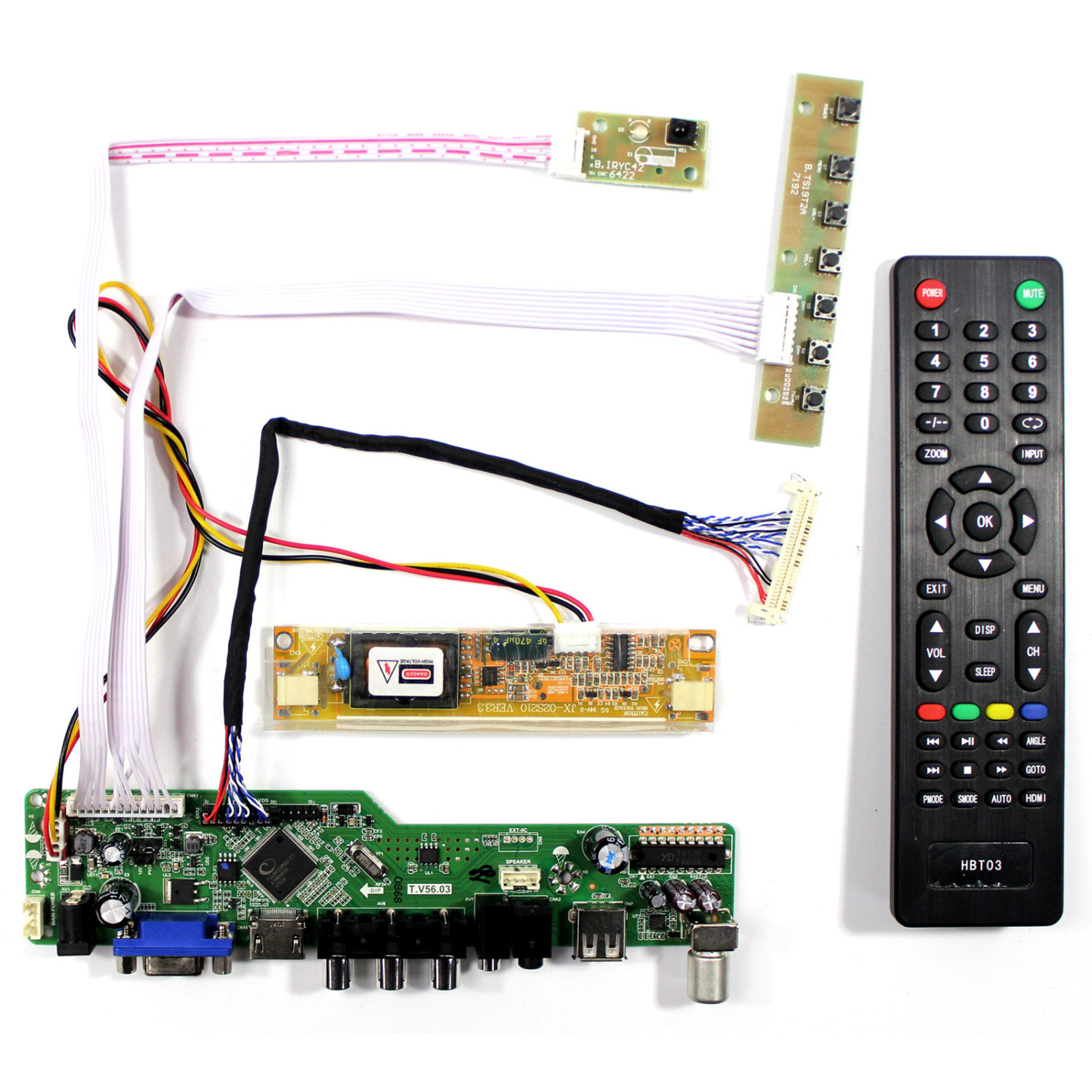 TV HD VGA AV USB LCD Control Board For 18.5" LM185WH1 M185XW01 1366x768 LCD