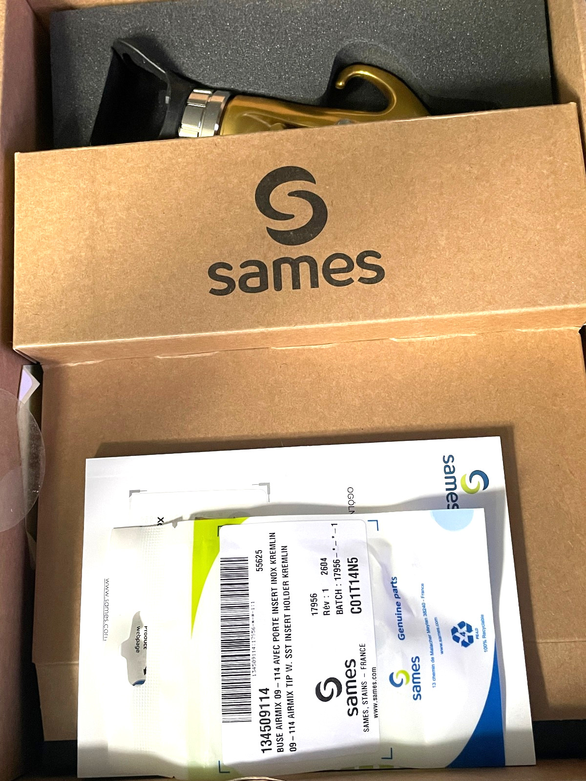 SAMES KREMLIN XCITE AIRMIX SPRAY GUN 120B NIB w/tip aircap fluid swivel-ss seat